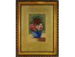Keretezett asztali virágcsendélet gobelin 34 x 26 cm