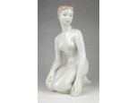 Régi Aquincum porcelán térdelő akt 22.5 cm