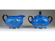 Virágmintás Königliche porcelán kiöntő és cukortartó