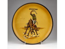 Argentin bőr falidísz tányér bőrdíszmű 21.5 cm