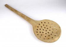 Antik faragott abalé keverő fakanál 45 cm