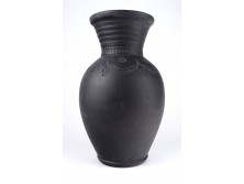 Régi feketecserép váza 21 cm