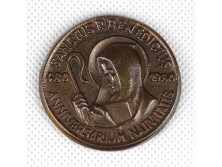 Régi Szent Benedek bronz emlékérem 1980