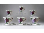Aranyozott rózsadíszes porcelán kávéskészlet 6 személyes