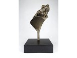 Hatalmas levelibéka bronz kisplasztika márvány talapzaton 34.5 cm