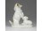 Régi pitiző porcelán kutya mama és kiskutyája porcelán szobor 8 cm