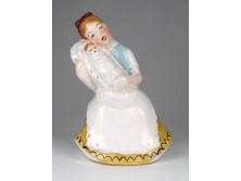 Anya gyermekével mázas kerámia szobor 13 cm