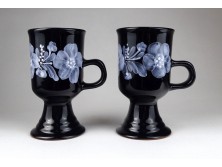 Régi városlődi talpas kerámia kupa pár 14 cm