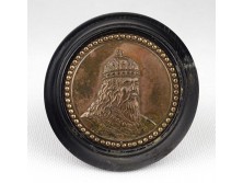 Szent István király réz plakett szerű fali dísz 9 cm