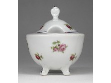Régi kisméretű virágdíszes lábas porcelán bonbonier