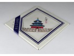 Kínai pagodás kézzel festett selyem kendő 27.5 x 27.5 cm