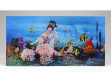 3 dimenziós retro kínai sellő lány halakkal 3 D képeslap 9.5 x 18.5 cm