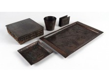 Iparművészeti bronz cigarettázó készlet 5 darab