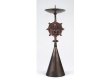 Iparművészeti Székesfehérvár díszes bronz gyertyatartó 19.5 cm