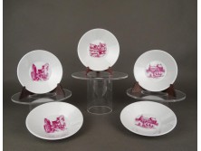 Höchst fehér porcelán városrészlettel díszített kistányér 5 darab