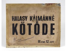 Régi festett fém cégér tábla zománc tábla KÖTŐDE 18 x 23 cm