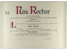 József Attila Tudományegyetem Szeged : Nos Rector diploma