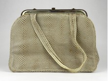 Régi réz csatos art deco kígyóbőr mintás női táska