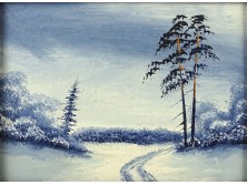 XX. századi művész : Téli táj miniatúra 10 x 13 cm