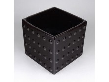 Barna mázas kerámia kaspó 16.5 x 13.5 x 13.5 cm