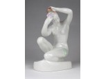 Régi Aquincum porcelán térdelő női akt
