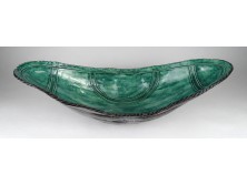 Jelzett nagyméretű Takács kerámia gyümölcskínáló tál 17 x 45 cm