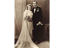Régi fekete-fehér esküvői fotográfia fotó 38 x 28 cm
