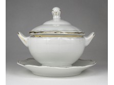 Régi kisméretű aranyozott Karlsbad fehér porcelán szószos tál