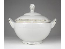Régi kisméretű aranyozott Karlsbad fehér porcelán leveses tál