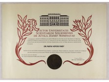 József Attila Tudományegyetem Szeged diploma 1989