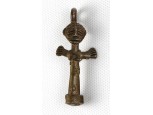 Régi kisméretű afrikai bronz anyaistennő nyakék medál totem