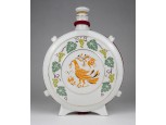 Régi nagyméretű madaras Hollóházi porcelán kulacs 22.5 cm