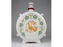 Régi nagyméretű madaras Hollóházi porcelán kulacs 22.5 cm