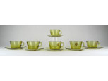 Pyrex Industria Argentina borostyánsárga üveg teáskészlet 6 darab