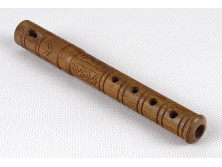 Régi faragott kisméretű furulya Palota szálló 13.5 cm