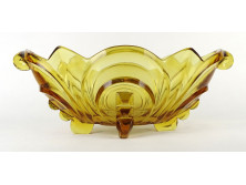Borostyánsárga art deco üveg gyümölcskínáló