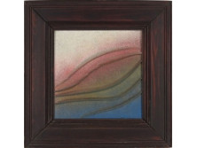 Mid century keretezett művészi bőr kép 27 x 27 cm 