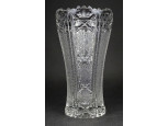 Régi préselt csiszolt üveg váza 20.5 cm