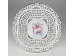 Jelzett áttört porcelán kínáló kosár 15 cm
