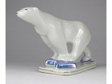 Régi jelzett porcelán jegesmedve figura 16.5 cm