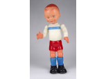 Régi mozgatható focista fiú műanyag figura 24.5 cm