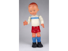 Régi mozgatható focista fiú műanyag figura 24.5 cm
