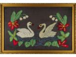 Keretezett hattyú pár kézimunka 41.5 x 61 cm