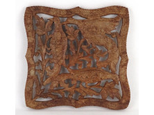 Indiai pávás fafaragás falidísz 20 x 20 cm