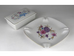 Hollóházi porcelán bonbonier és hamutál