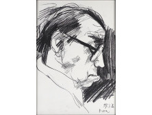 Keretezett Kirschner Kibédi Ervin szénrajz print 1997
