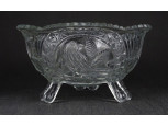 Nagyméretű mid century madaras üveg gyümölcskínáló tál 10 x 19 cm