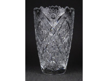 Régi csiszolt kristály váza 16 cm