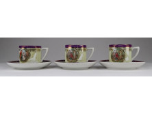 Régi lila porcelán kávéscsésze 3 darab