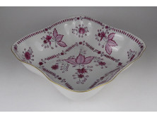 Rózsaszín mintás Hollóházi porcelán kínáló tál